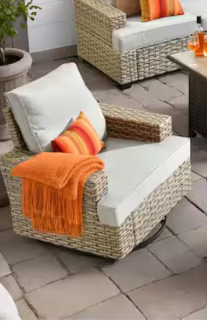Torino Gray 2-Piece Wicker Outdoor Patio Conversation Sofa Sectional Set with a Metal Fire Pit and Light Gray Cushions