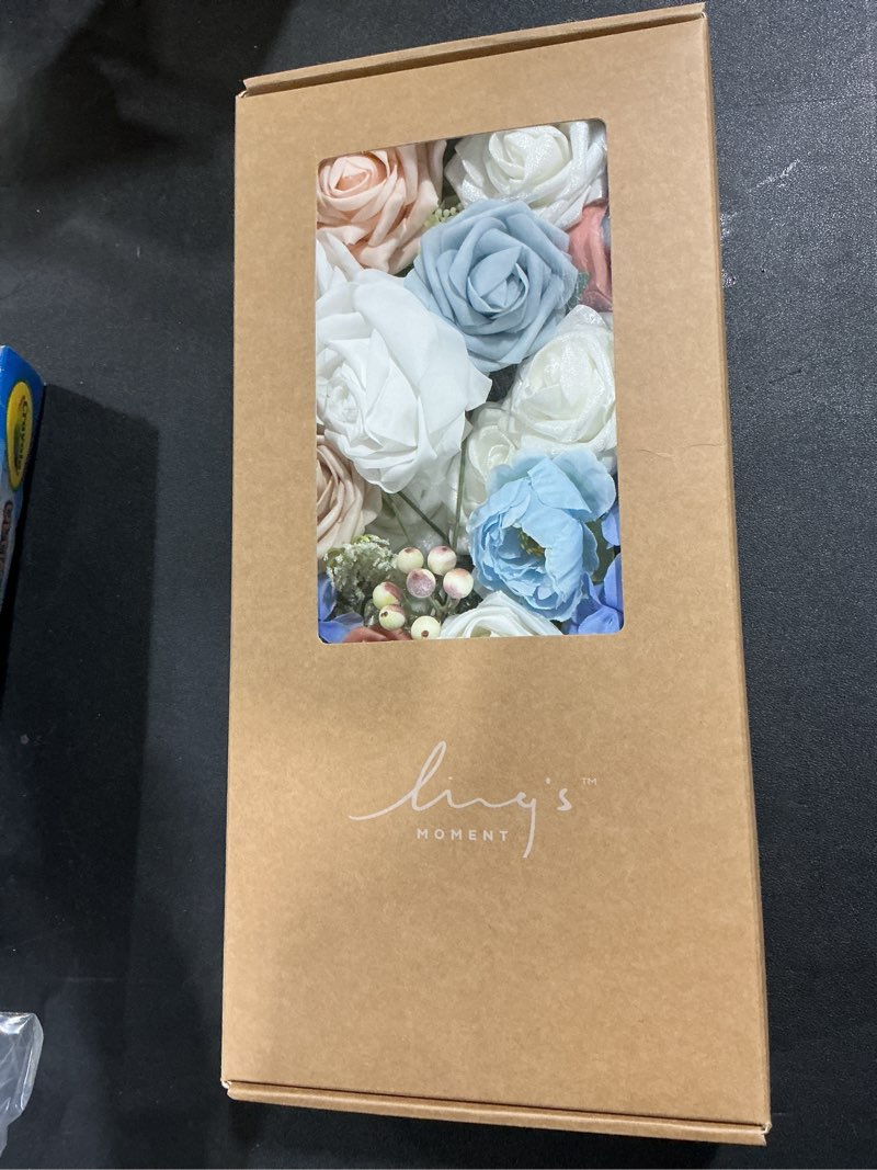 Condition photo showing New/Like New for Ling's moment Fake Flowers Box, Faux Artificial Greenery Stems Foam Roses Poppy Gardenia Silk Hydrangea Peony Fabic Flower for Centerpieces Bouquet Wedding Floral Vase, English Pastel, Deluxe Combo Pk-english Pastel Deluxe