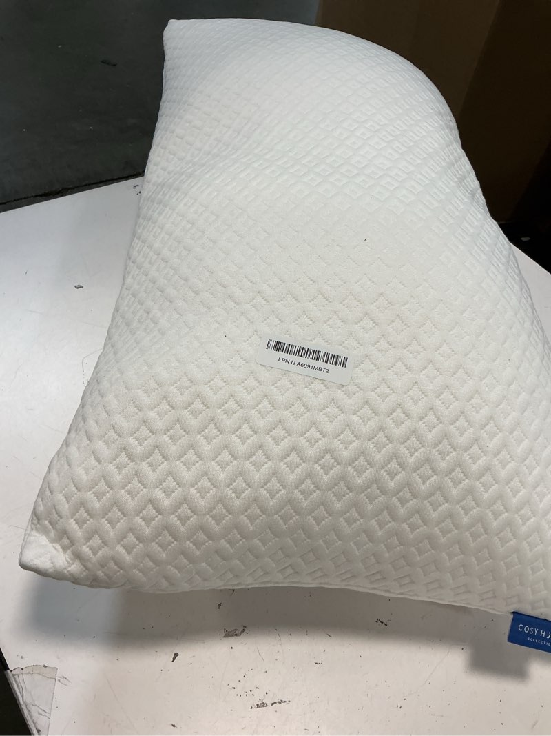 Condition photo showing As Is for Cosy House Collection Luxury Rayon Derived from Bamboo Shredded Memory Foam Pillow - Adjustable & Removable Fill - Cool & Breathable Cover with Zipper for Side, Back, & Stomach Sleepers (King) White King (Pack of 1)