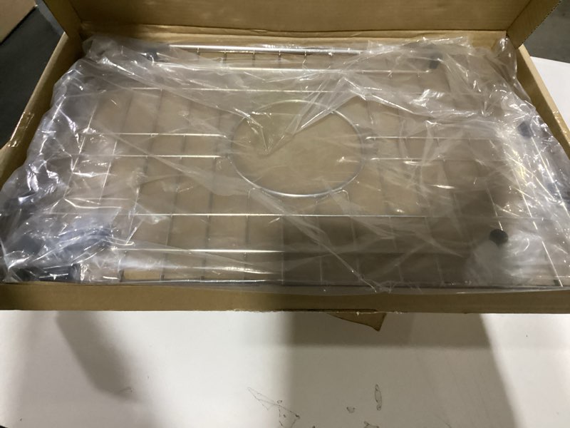 Condition photo showing New/Like New for sink grid 18" x 12-1/2", centered drain with corner radius 1-1/2" stainless steel material for sink (18 x 12" centered drain) 18" x 12-1/2" centered drain