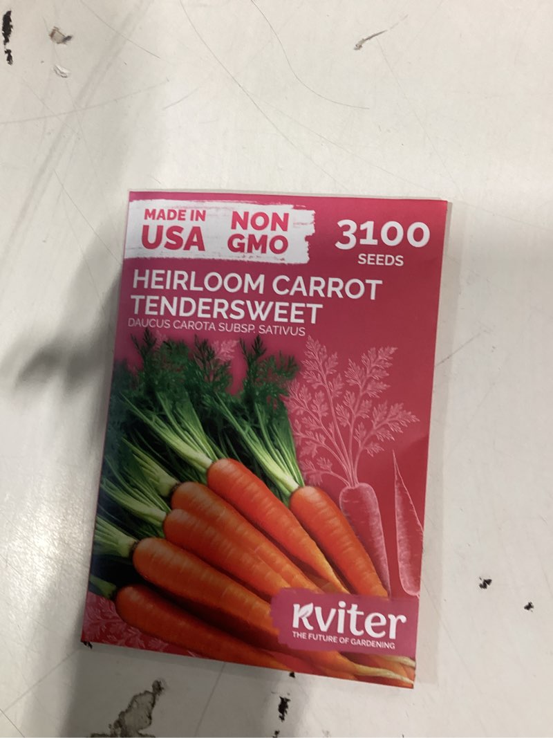 Condition photo showing New/Like New for kviter 3100 tendersweet carrot seeds for planting (daucus carota) –non gmo vegetable seeds for outdoor garden – sweet heirloom carrots – carrot seed packets for home garden, beds, containers carrot tendersweet
