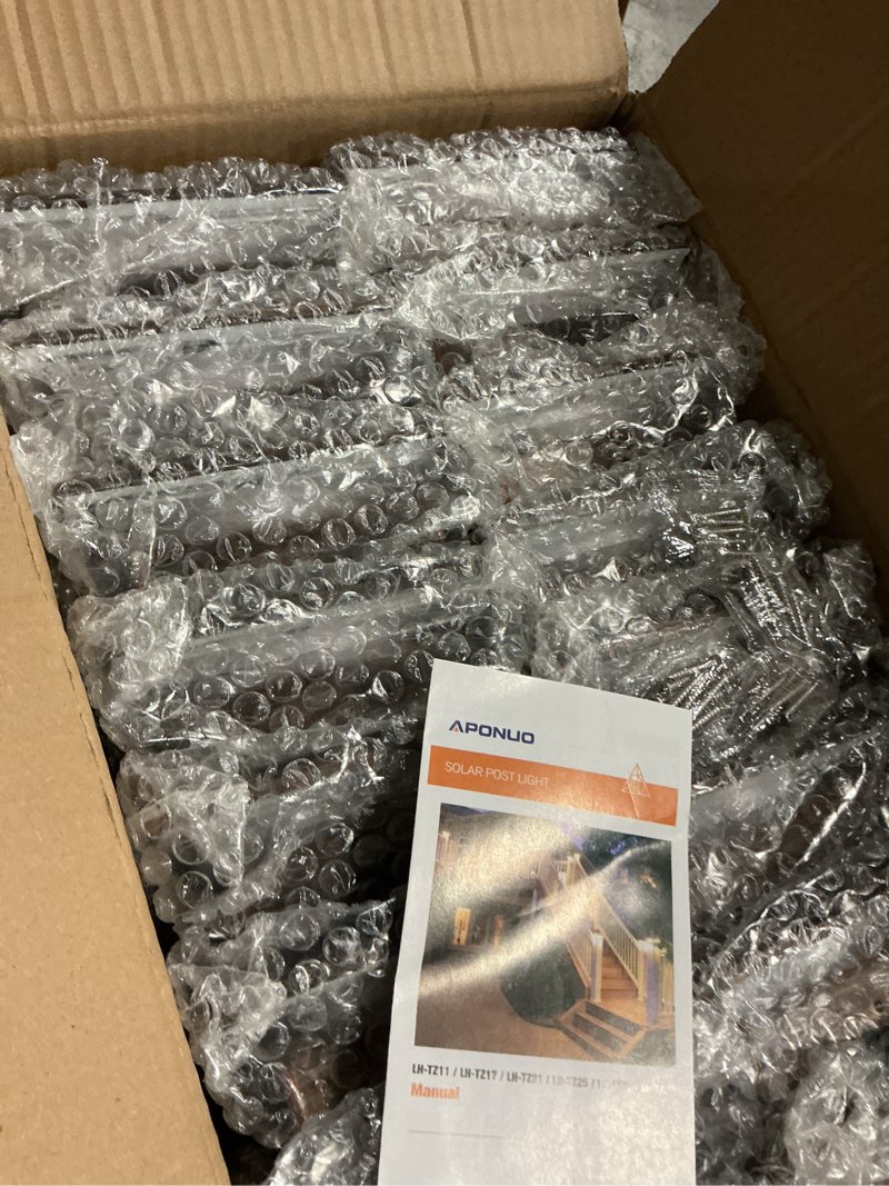 Condition photo showing Good Condition for aponuo 16 pack fence post solar lights, 2 modes(warm/cool light) outdoor waterproof 4x4 post solar lights, solar powered garden, patio, deck decor for 4x4 wood & vinyl posts, copper brushed copper 16 pack