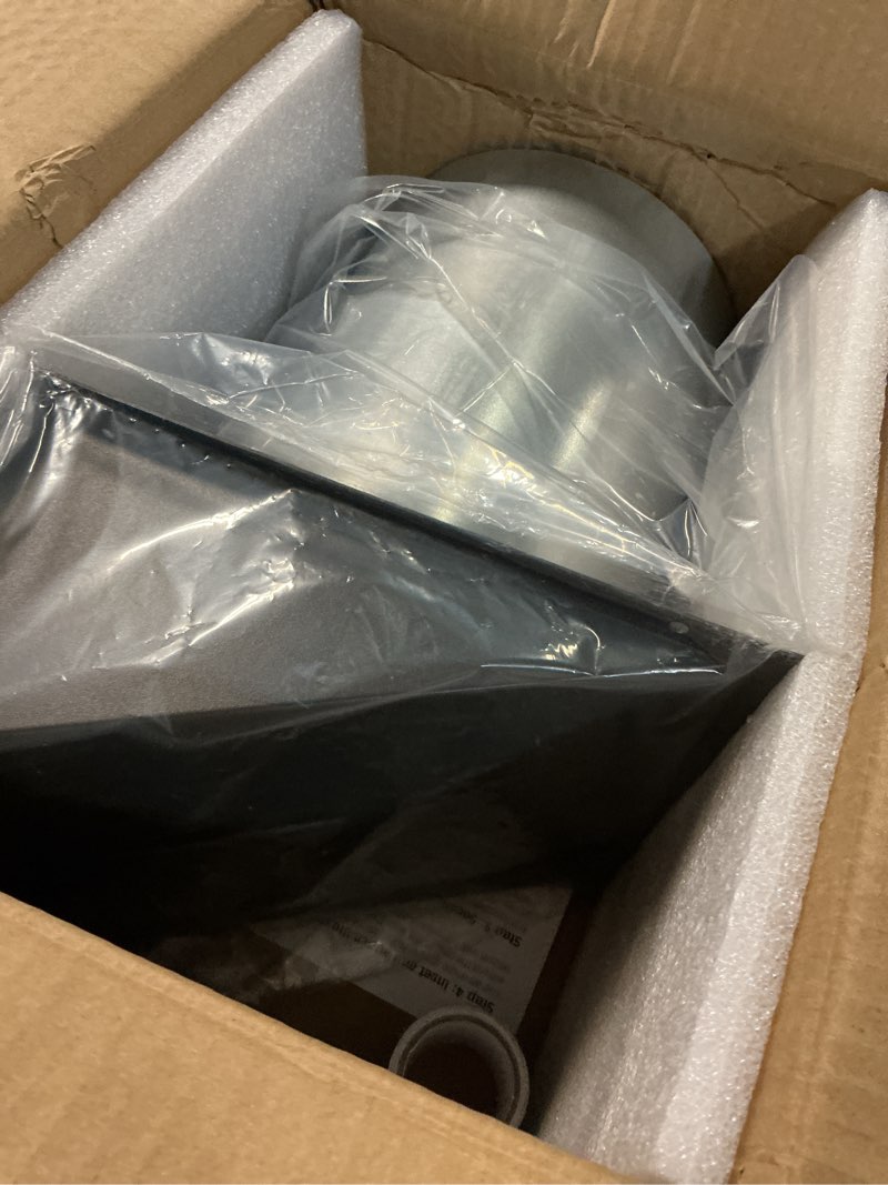 Condition photo showing New/Like New for 7 inch hooded wall vent with mesh and damper, 7'' exhaust vent cover cap for kitchen range hood/dryer/laundry/bathroom exhaust fan,outside wall vent hood exterior duct vent cap-galvanized steel,black 7 inch black
