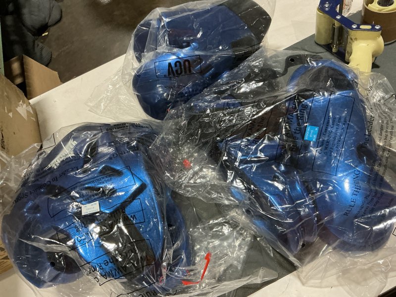 Condition photo showing New/Like New for proforce thunder double layered protective sparring gear bundle - headgear, gloves, and shoes (blue, medium)