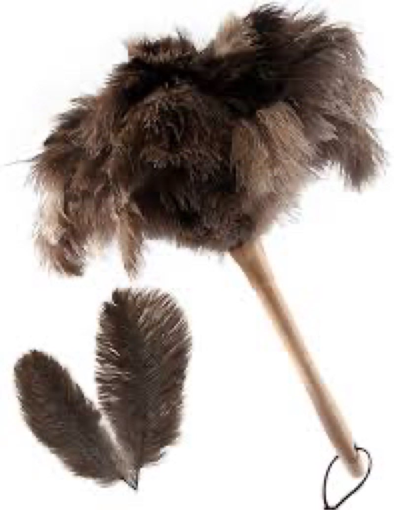 THARAHT 1PCS Ostrich Feather Duster Fluffy Natural with Wood Handle Reusable Washable for Cleaning K