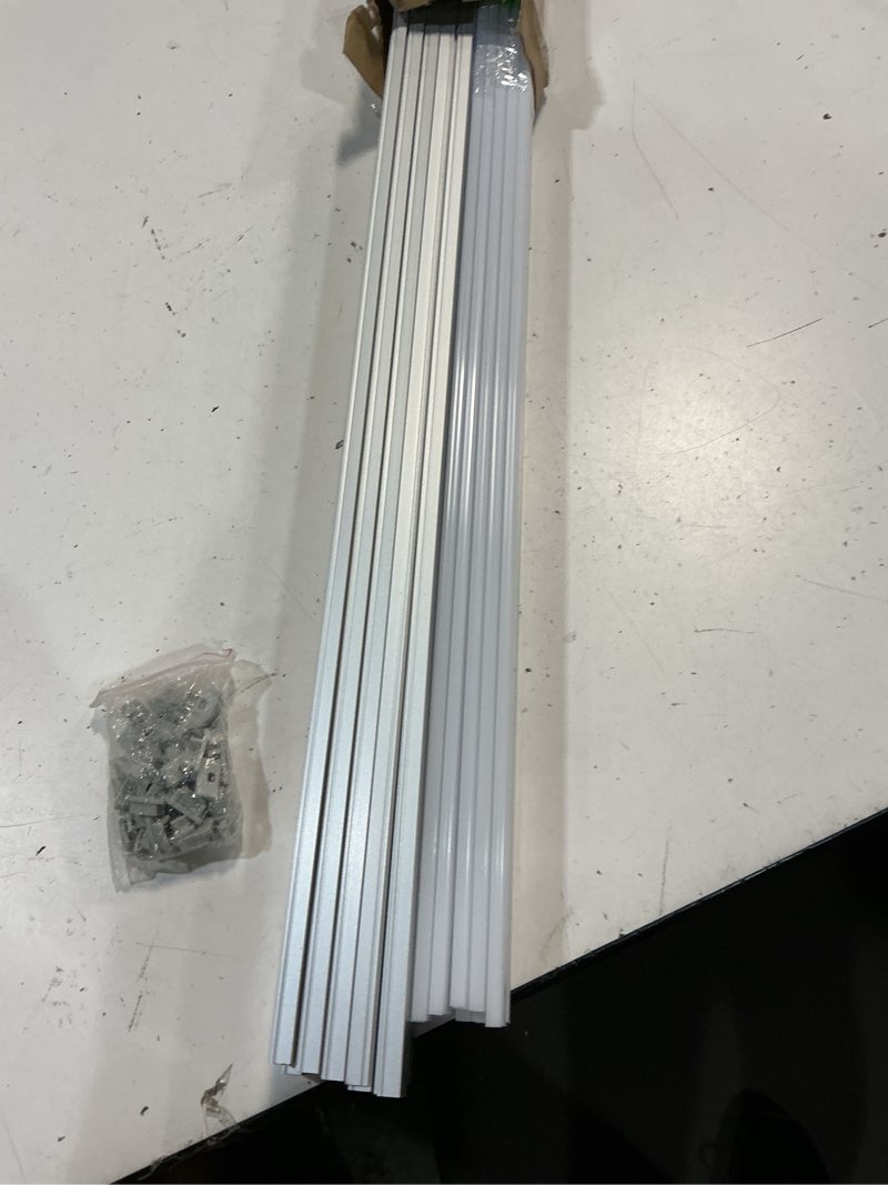 Condition photo showing As Is for 20-pack 3.3ft/1m u-shape led aluminum channel system with milky white diffuser, led strip light track and cover for under cabinet, stairs, ceiling, fits ?12mm wide u channel led strip silver aluminum + white cover 3.3ft/20p/#048