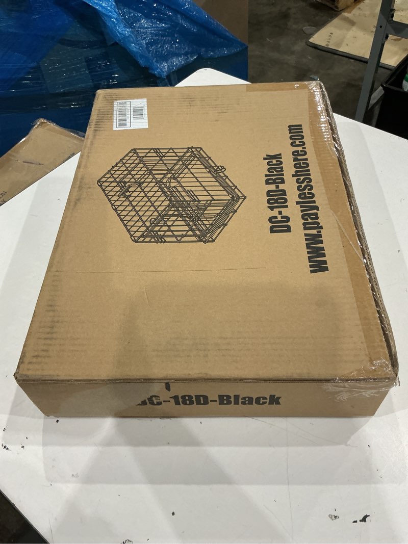 Condition photo showing New/Like New for fdw dog crate for small dogs 18 inch folding metal wire pet cage single door w/divider panel indoor outdoor kennel leak-proof plastic tray,black black 18 inch single door