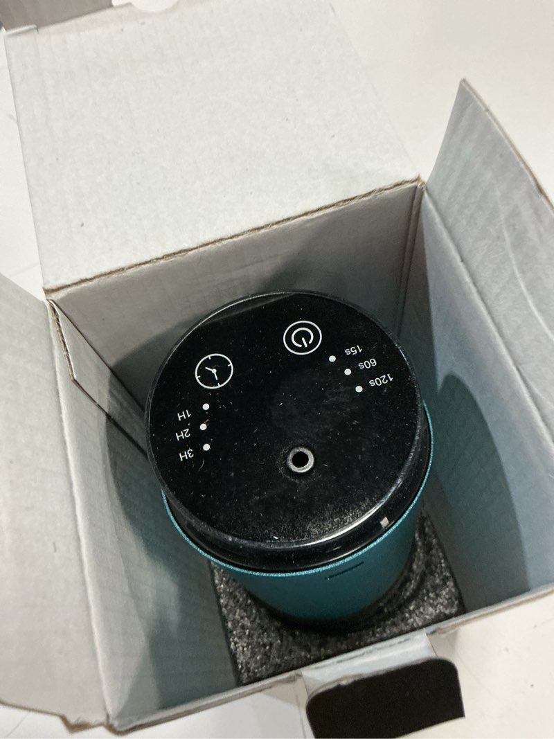 Condition photo showing As Is for waterless essential oil diffuser 100ml large capacity battery operated cordless aromatherapy diffuser with timing & 3 mist levels car diffuser 7 colour led lights (blue)