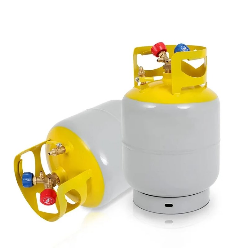 50 LB Capacity Refrigerant Recovery Tank with 1/4 SAE Y Valve Double Valve Collar Design 14 Inch Tank Reusable Save Valve