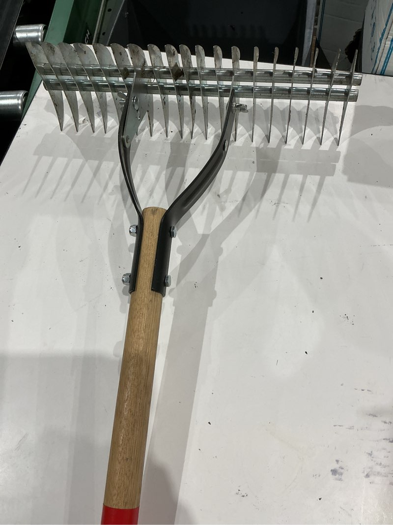 Condition photo showing As Is for craftsman 54 l wood steel garden rake