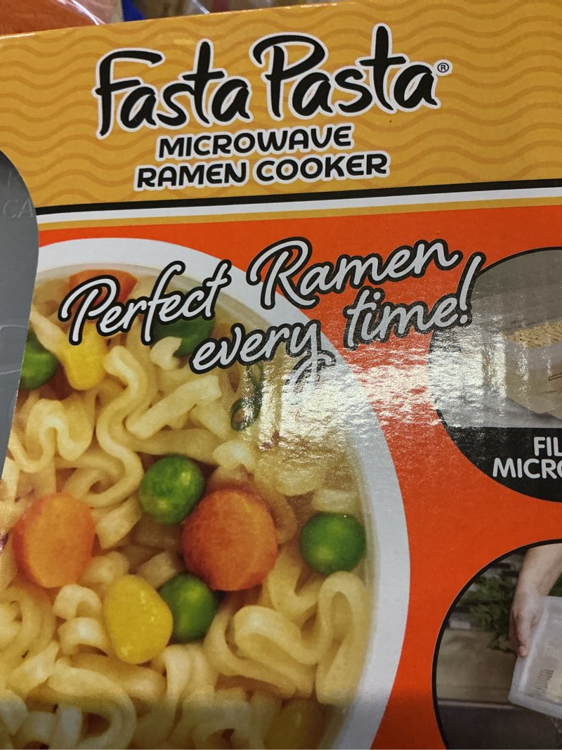 The Original Fasta Pasta Microwave Ramen Cooker w Lid and Built-in Strainer- No More Messes, Waiting