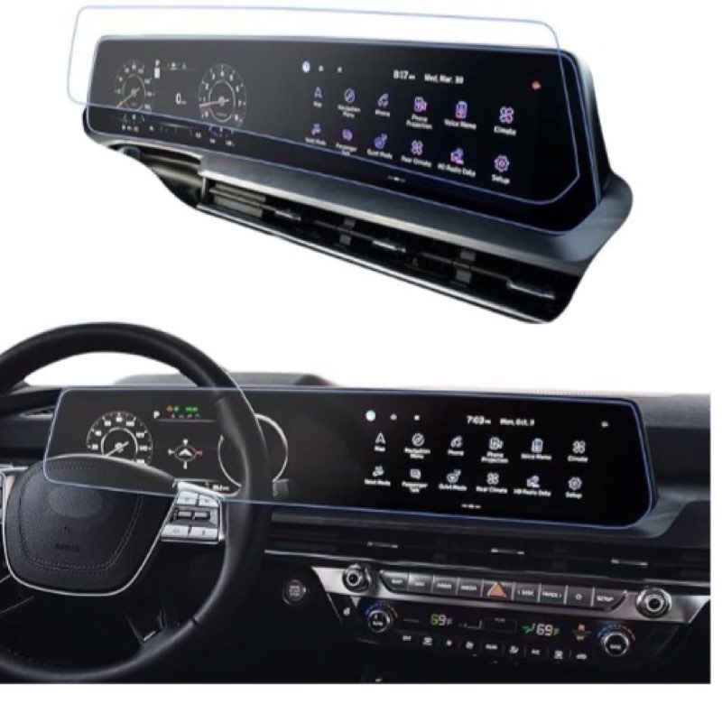 2PCS Car Nano Screen Protector for 2023 2024 2025 Kia Telluride Accessories 12.3 Inch GPS Navigation Multimedia Infotainment Display Touchscreen Protector Film HD Clear Bubble Free