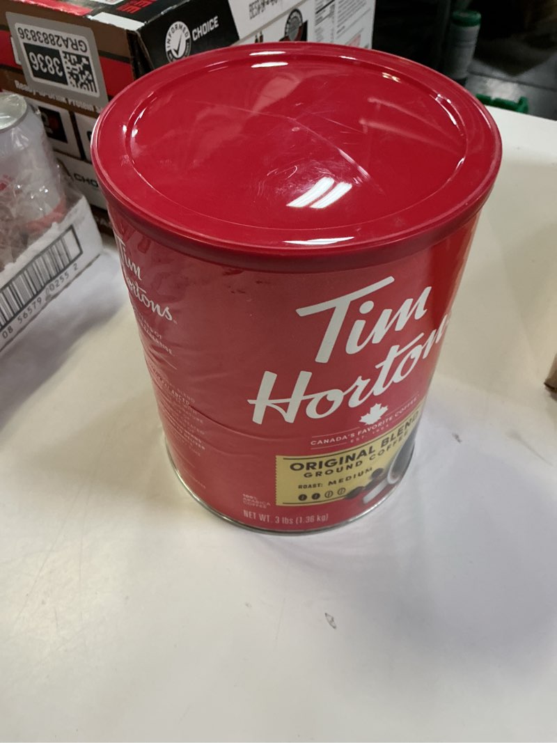 Condition photo showing Good Condition for Best before-0c/17/2025) Tim Hortons Original Blend, Medium Roast Ground Coffee, Canada’s Favorite Coffee, Made with 100% Arabica Beans, 48 Ounce Canister