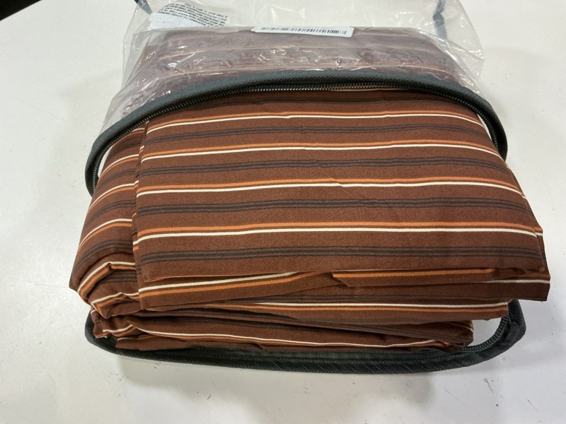 Condition photo showing Good Condition for duvet cover set queen size brown striped bedding set for girls boys,modern back to school duvet cover kids with zipper closure and 2 pillowcases brown striped queen (no comforter)