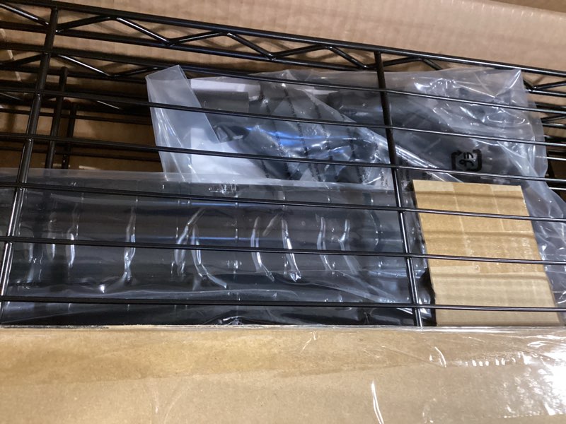Condition photo showing New/Like New for Amazon Basics 3-Shelf Adjustable Heavy Duty Steel Wire Rack Storage Shelving Organizer for Kitchen, Garage, 23.2" L x 13.4" W x 30" H, Black 3-Shelf Narrow Black