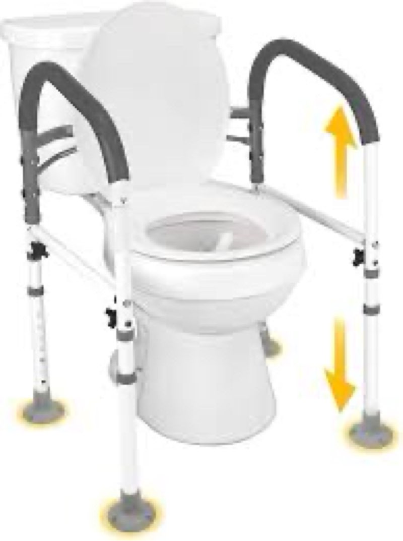 Vaunn Medical Deluxe Adjustable and Foldable Toilet Safety Frame, Bathroom Handrail Assist Grab Bar 