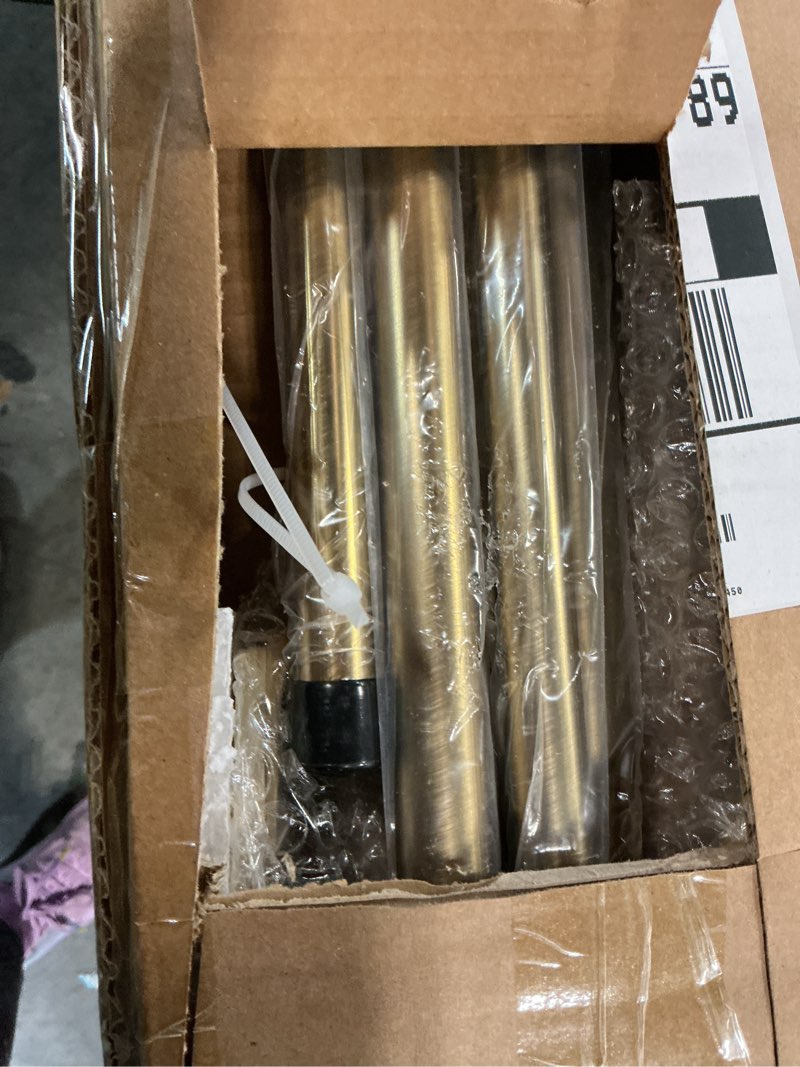 Condition photo showing New/Like New for double curtain rods warm gold,room darkening drapery rod for 48-84 inches,adjustable 3/4 inches front and 5/8 inches back quality metal rod for window,wrap around design 48-84" warm gold