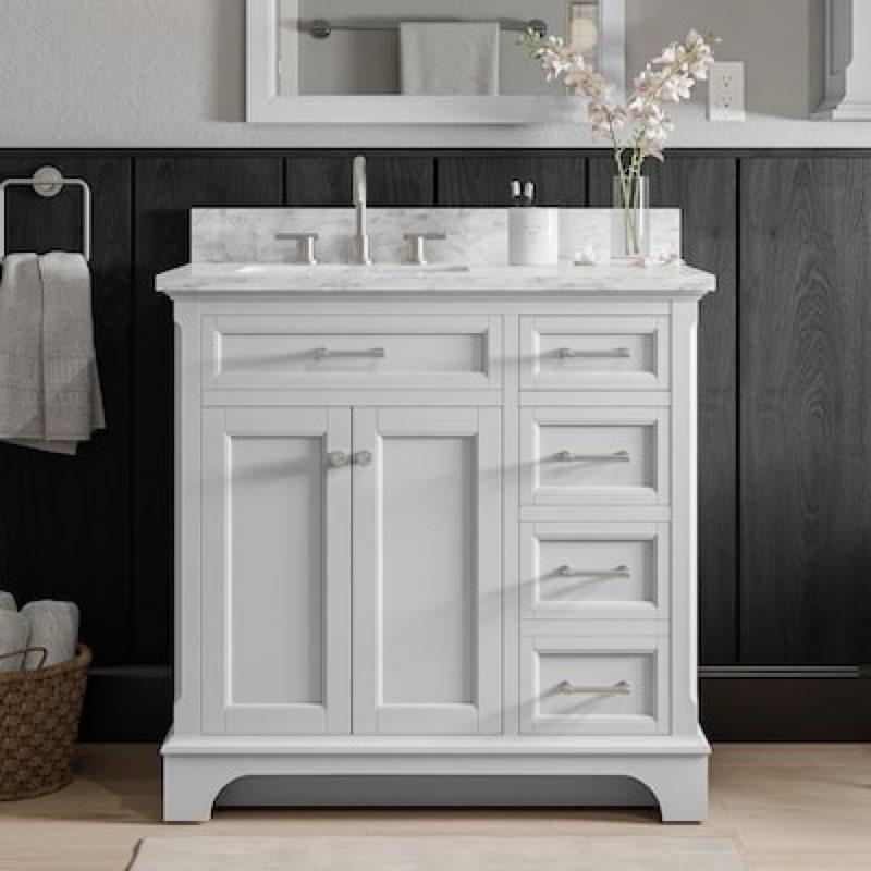  allen + roth roveland 36-in muse gray undermount single sink bathroom vanity with