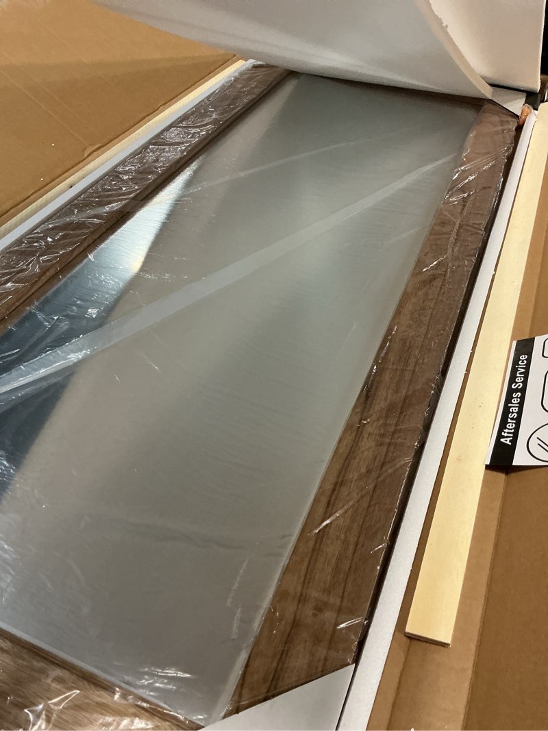 Condition photo showing Good Condition for Full Length Mirror with Wooden Frame, 56"X22" Solid Wood Standing Floor Mirror for Farmhouse, Bathroom, Bedroom Decor, Hanging or Leaning Wall-Mounted Brown 56"L x 22"W