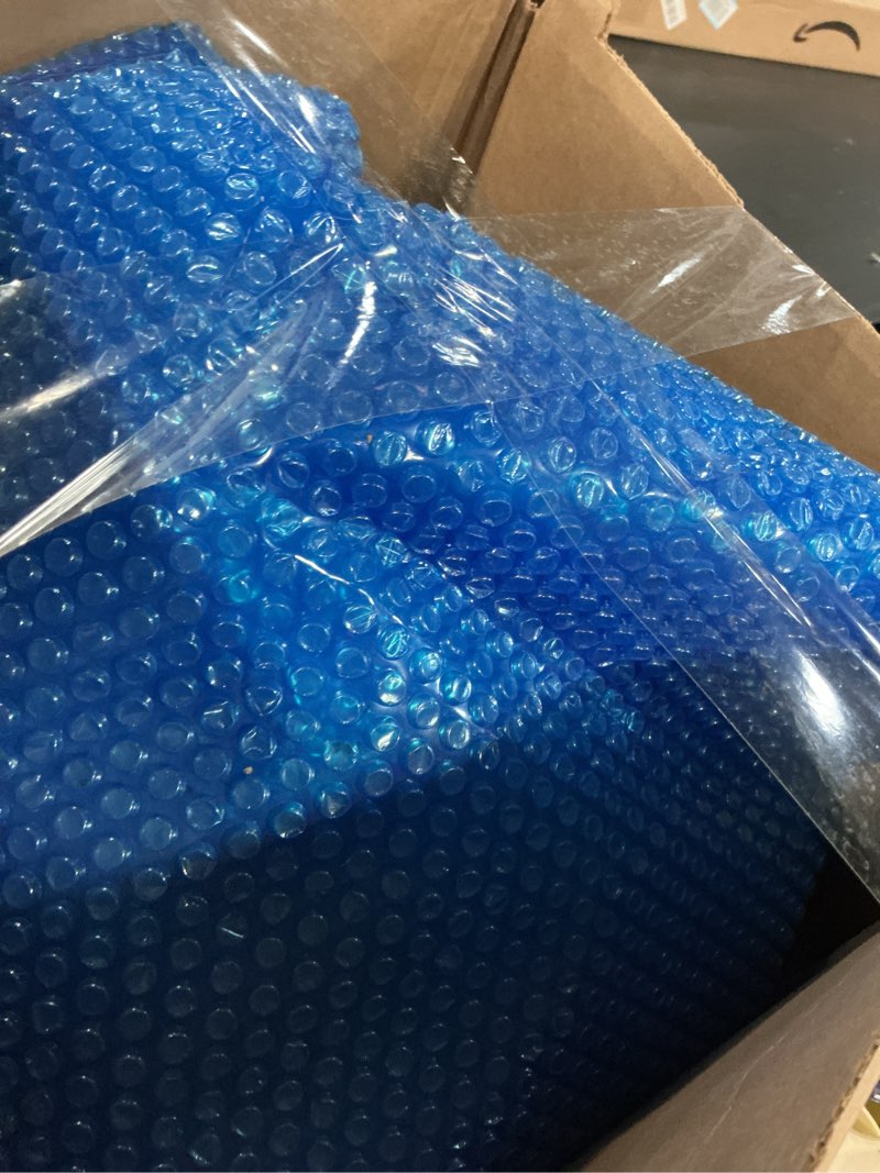 Condition photo showing As Is for solar pool cover 10 ft round for 6-24ft above ground inground pools, hot tub spa thermal heating bubble wrap covers, 12 mil heavy-duty circle blue floating blanket mat for swimming pools