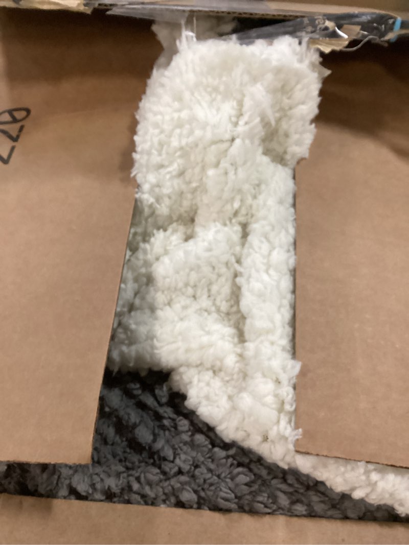 Condition photo showing As Is for 3D Jacquard Design Comforter Set, Ultra-Soft Warm Queen Size Sherpa Fur Plush 3-Pieces Sets Luxury Cozy Bedding with 2 Pillowcases (90"x90", Grey) Grey Queen(90"x90")