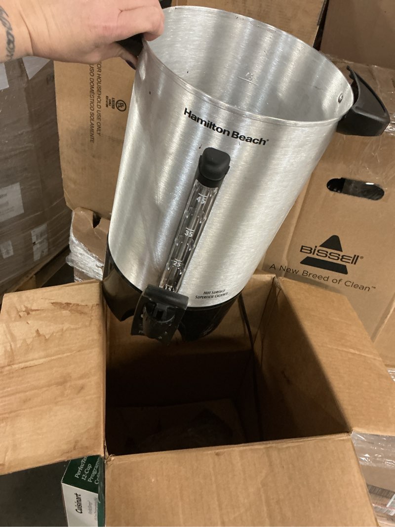 Condition photo showing As Is for Hamilton Beach 45 Cup Coffee Urn and Hot Beverage Dispenser, Silver (40519)