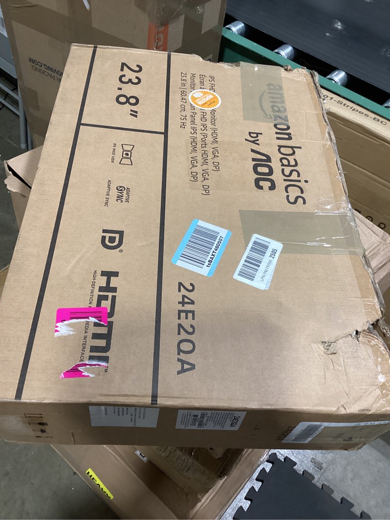 Condition photo showing Good Condition for amazon basics 24-inch full hd ips monitor, 75 hz, 1080p, hdmi, display port and vga input, adjustable stand, vesa compatible, built-in speakers for office and home, black