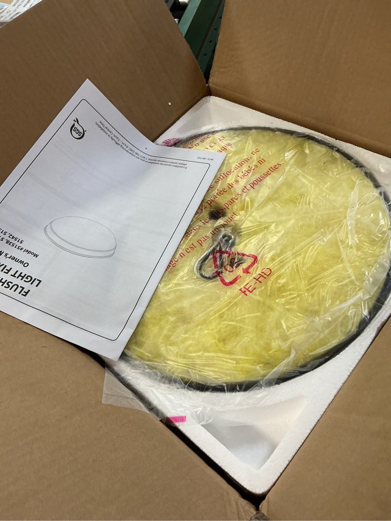 Condition photo showing Good Condition for prominence home madalyn 13" bronze flush mount clear seeded round glass ceiling light - 51543-01 bronze rounded seeded glass