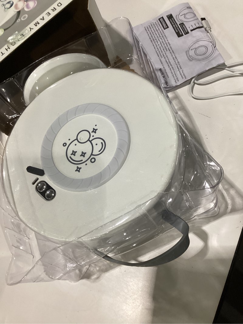 Condition photo showing Good Condition for bubble machine for kids and toddler, automatic bubble blower with rgb light | 90°/360° rotating bubble maker,4000+ bubbles/min,long lasting runtime,easy refill,portable handle,gift for boys and girls white light