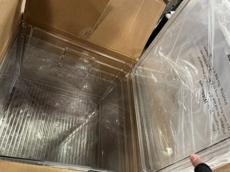 Condition photo showing New/Like New for clearspace plastic storage bins with lids xl – perfect kitchen organization or pantry storage – fridge/cabinet organizers 4 pack xl