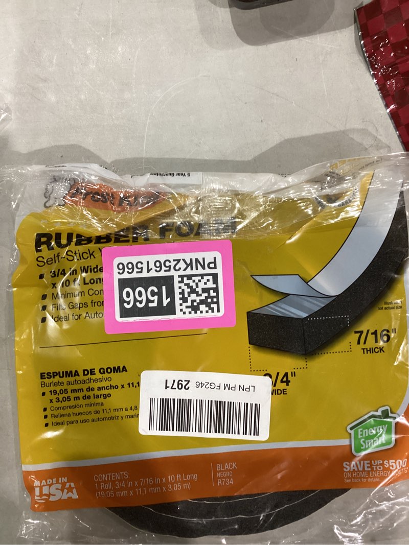 Condition photo showing Good Condition for Frost King R734H Sponge Rubber Foam Tape 3/4" W X 7/16" H X 10' L, Black 3/4"W, 7/16"T 3/4"W, 5/16"T