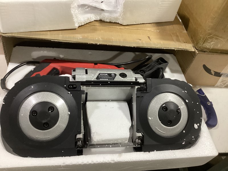Condition photo showing As Is for vevor portable band saw, 5inch cutting capacity corded bandsaw, variable speed hand held band saw,10amp motor portable bandsaw, deep cut bandsaw for metal wood tubing pipes rebar and plastic no base