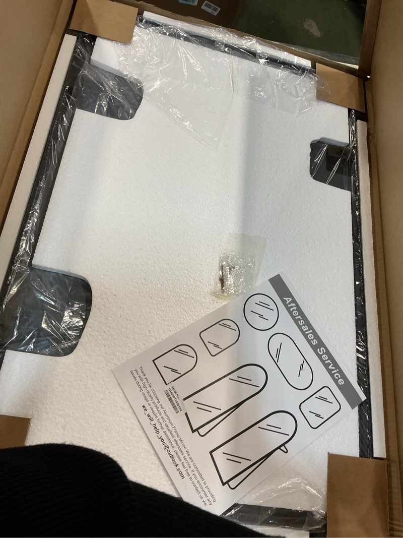 Condition photo showing New/Like New for Delma Bathroom Vanity Mirror, Black Framed Bathroom Mirror for Over Sink, High-Definition Bathroom Mirror, Versatile Bathroom Vanity Mirror, Hangs Horizontally or Vertically(30x20, Black) Rect Black 30"L x 20"W