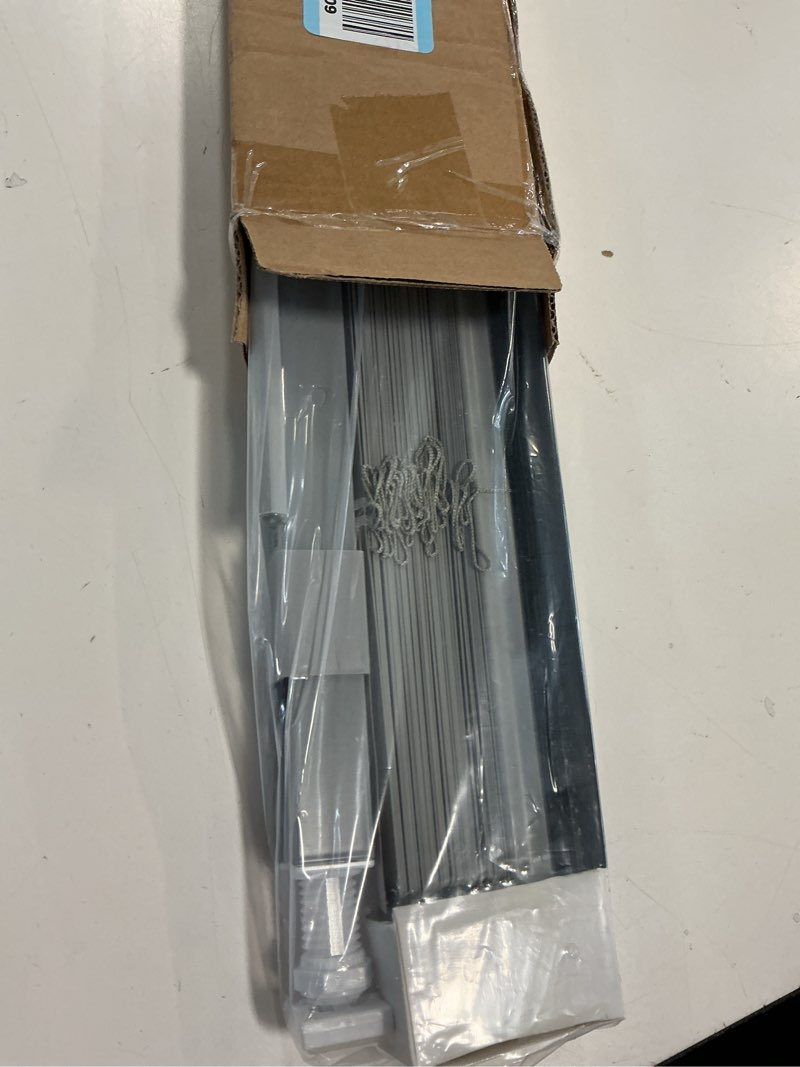 Condition photo showing Good Condition for LazBlinds No Tools No Drill Cordless 1" Vinyl Mini Blinds, 100% Blackout Blinds for Indoor Windows, Room Darkening Privacy Window Blinds and Shades for Interior, 34 1/2" W x 64" H, Grey Grey 34.5" W x 64" H