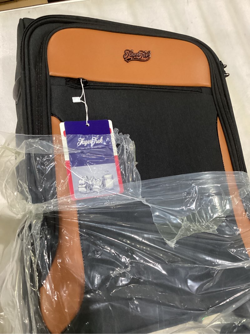 Condition photo showing Good Condition for carry on luggage 22x14x9 airline approved, 20 inch softside suitcase with 4 pcs, lightweight luggage for women men with tsa lock and 4 spinner wheels, soft side carry-on suitcases for travel 20 inch dark black