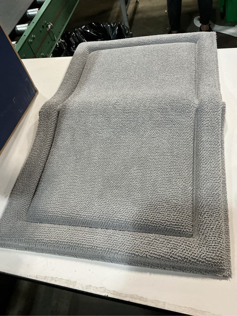 Condition photo showing Good Condition for dexi bathroom rug 32x20, non slip washable bath mat for shower floor, absorbent soft bathmat with rubber backing, quick dry microfiber carpet accessories, light grey