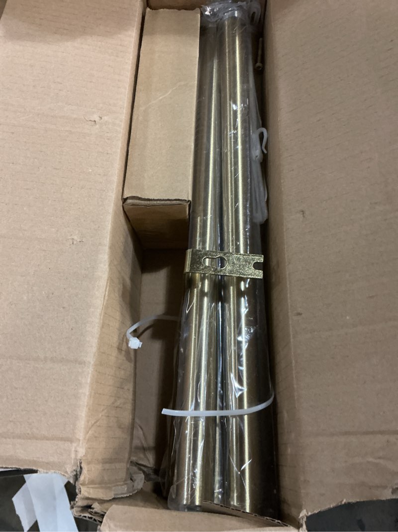 Condition photo showing Good Condition for lootkell modern gold curtain rods for windows 66 to 120 adjustable length heavy duty 1" diameter brass window curtain rod with solid metal finials for outdoor farmhouse bedroom kitchen living room gold 16"-120"|1 pack