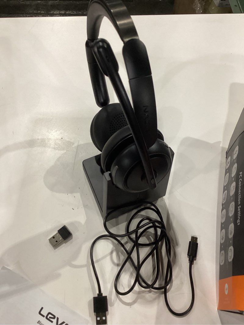 Condition photo showing New/Like New for LEVN Wireless Headset with Mic for Work, Bluetooth Headset with Microphone (Noise Cancelling), 65 Hrs Working Time 2.4G Wireless Headphones with Mic for Work/Call Center/PC/Computer/Laptop/Teams/Zoom Black