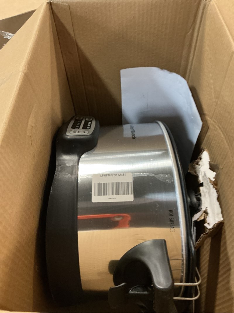 Condition photo showing As Is for Hamilton Beach Programmable Slow Cooker with 6 Quart Stovetop-Safe Sear & Cook Crock & Travel Lid Lock for Portable Transport, Silver (33663)