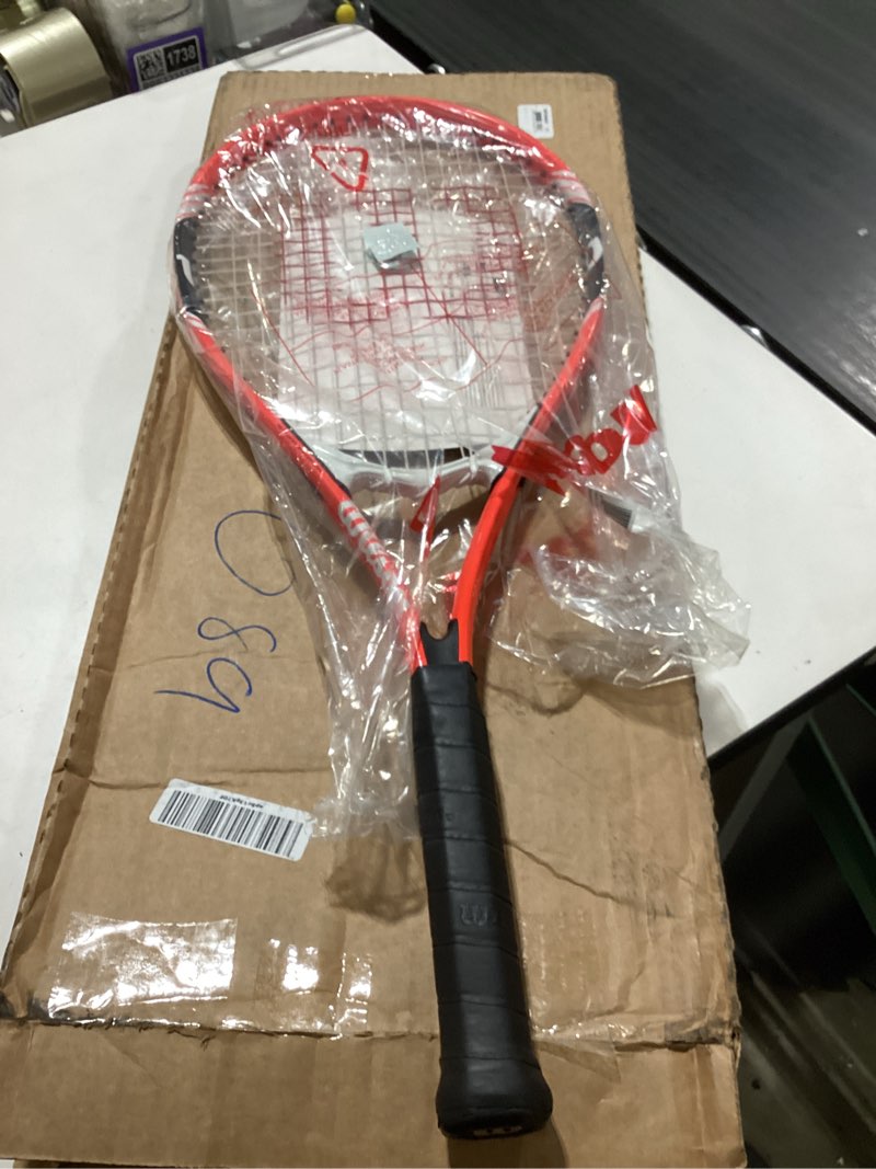 wilson federer adult recreational tennis racket - grip size 3 - 4 3/8", red/white/black