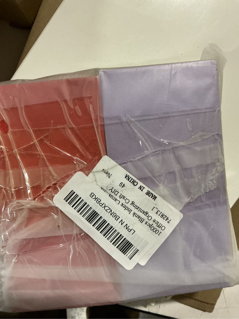 Condition photo showing As Is for 1000pcs Blank Index Cards 5.5 × 2.8" Thick Card Assorted Color Blank Cards Colorful Study Notecards Construction Paper Bulk Multicolor Study Card for Drawing Home Office Organizing Craft DIY