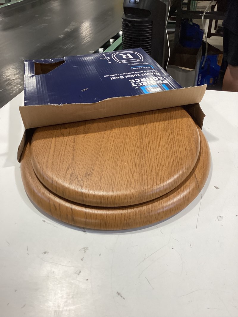 project source round toilet seat oak finish