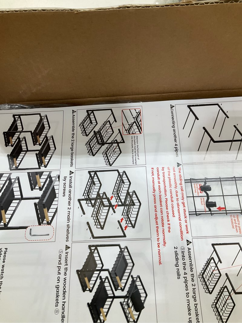 Condition photo showing New/Like New for ADBIU Under Sink Organizer, 2 Pack 2 Tier Expandable Height (White, XL) Under-Sink Bathroom Kitchen Organizers And Storage White Extra Large