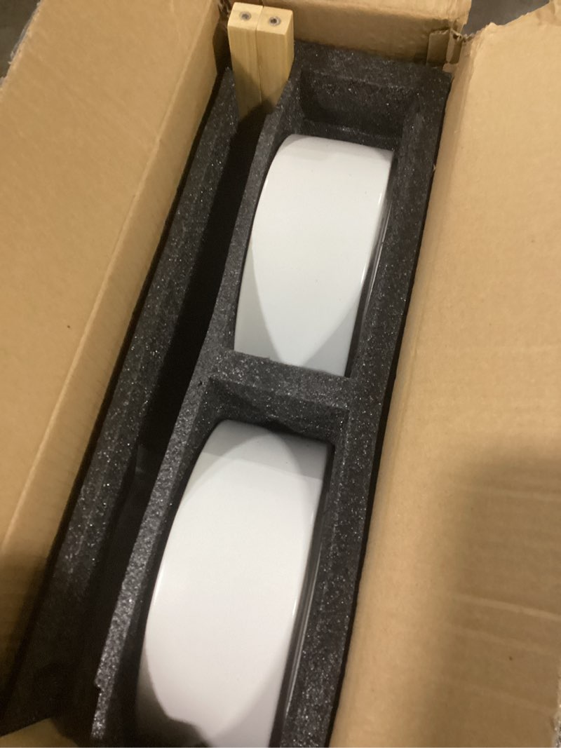 Condition photo showing Good Condition for Ceramic Raised Double Bowls Set with Stand, Food & Water Bowls for Large Breed Dogs, Weighted Dog Dishes, Pet Bowl(8.2'',60OZ, White) 8inch Double Bowls+ Stand - White