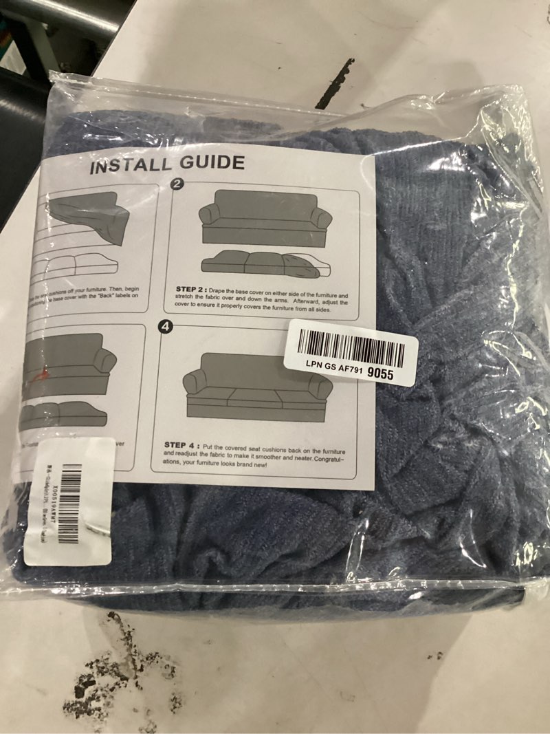 Condition photo showing Good Condition for sofa cover 2 pieces t cushion chair covers with arms super stretch chair slipcover for living room,slip cover anti slip armchair furniture protector pet universal(blue grey, 1 cushion)