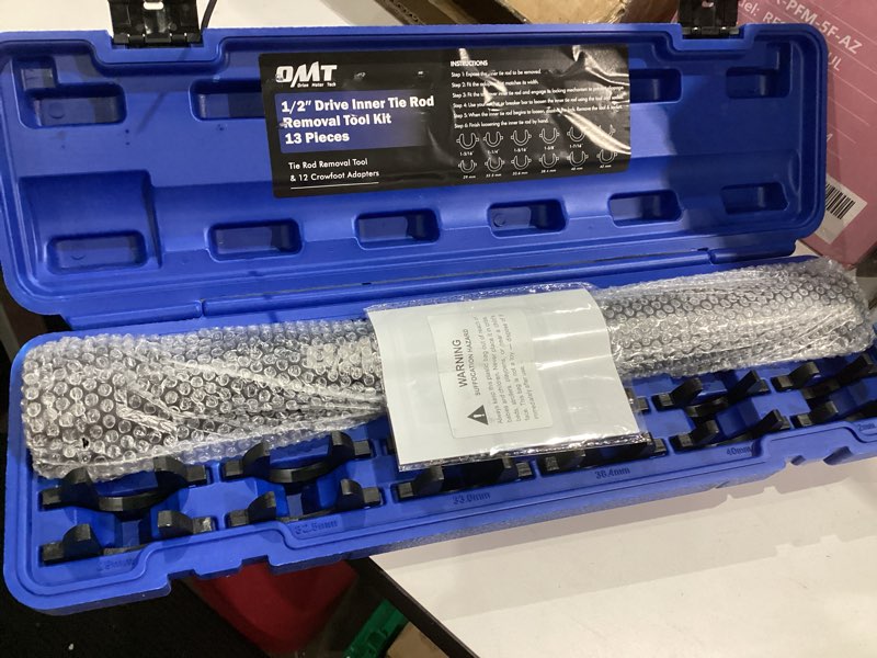 Condition photo showing Good Condition for orion motor tech inner tie rod removal tool kit, inner tie rod tool for tie rod removal and installation, master inner tie rod tool set with 12 crowfoot adapters 1/2 inch drive tube and tool case (bk) black