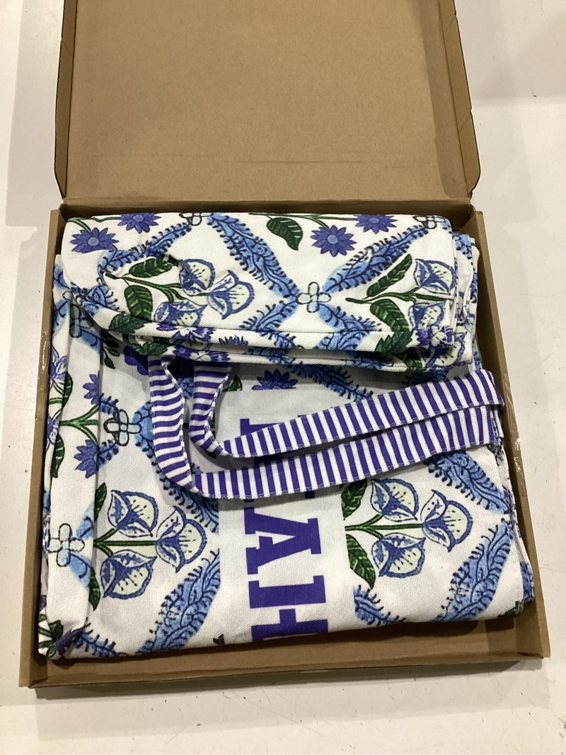 Condition photo showing New/Like New for shinylin 28 x 9 inches floral mahjong bag for tiles and racks canvas tote bag with mat holder accessories organizer portable mahjong case drawstring protective sleeve(blue green floral)