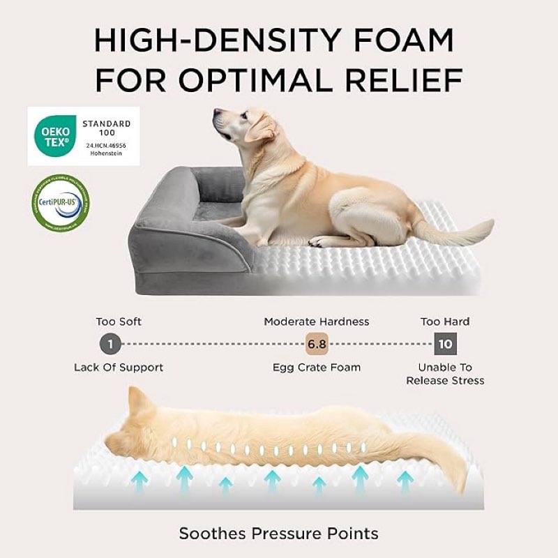 Bedsure Jumbo Orthopedic Dog Bed for Extra Large Dogs - Washable XLarge Dog Cat Bed Waterproof, Comfort Dogs Couch Sofa with Washable Removable Cover, Pet Bed with Nonskid Bottom, Grey, 45"
