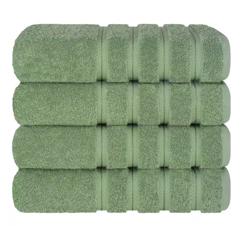 Bath Towel Set, 4-Piece 100% Turkish Cotton Bath Towels, 27 x 54 in. Super Soft Towels for Bathroom, Sage Green