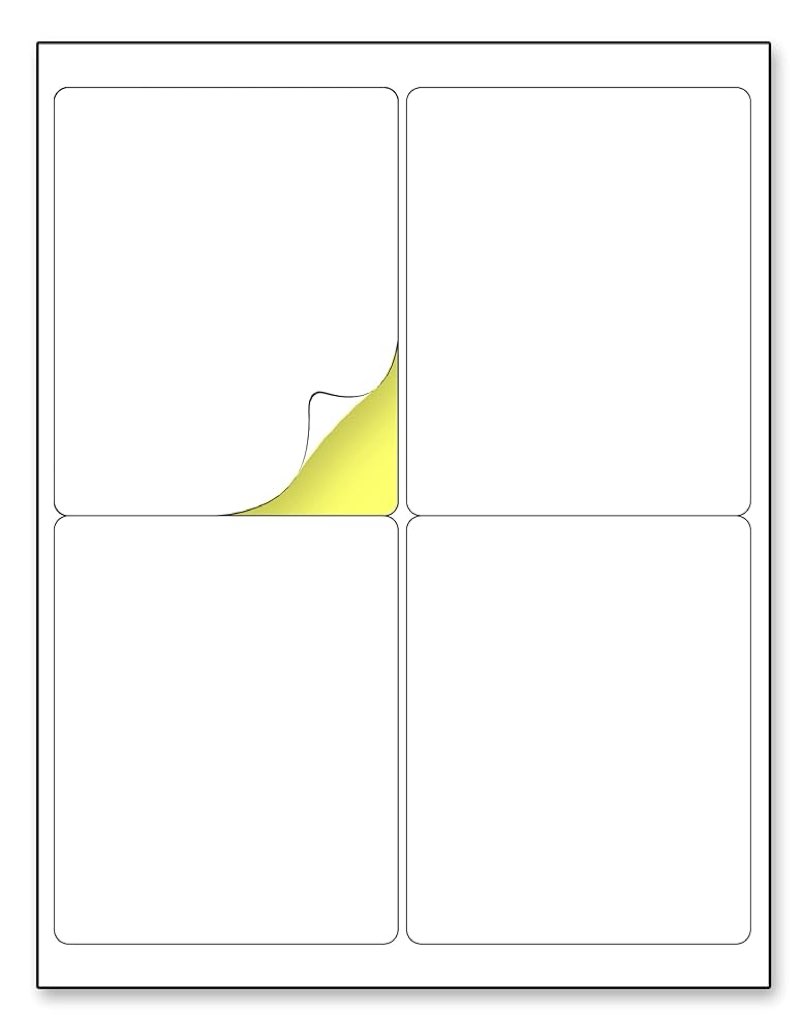 Etiquetas adesivas blancas grandes (4 x 5 pulgadas/10.16 x 12.7 cm), 200 hojas, para impresión láser/de inyección de tinta 